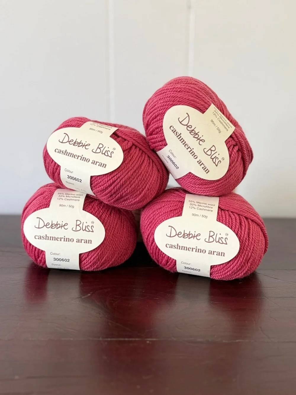 (4) Debbie Bliss Cashmerino Aran - Dark Pink 300602 - Merino/Microfibre/Cashmere